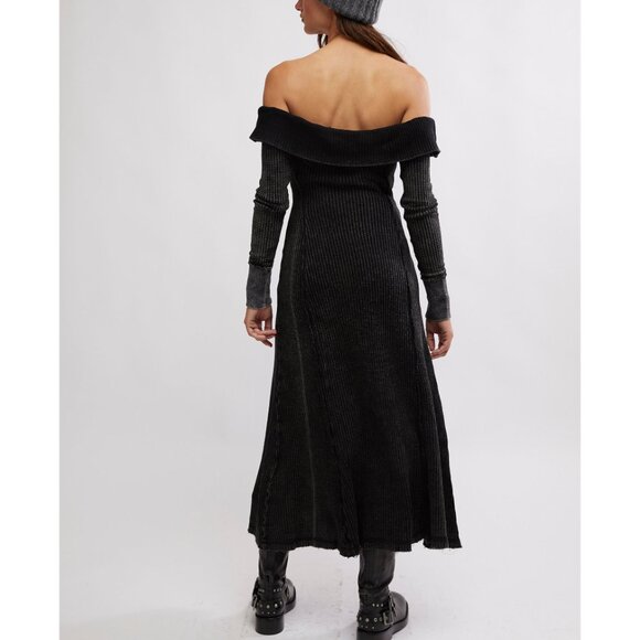 FREE PEOPLE Monty Midi Dress / Washed Black - Picture 3 of 7